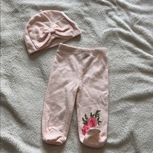 SALE 3/$12 Nicole Miller Pink & White pant and hat